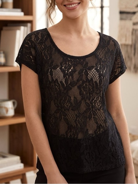 Lucky Brand Tops - Lucky Brand Ginger Floral Lace Black Top New